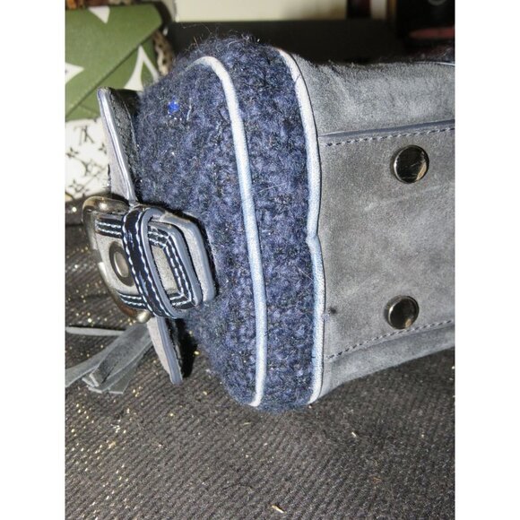 Coach Soho Midnight Blue Tweed & Suede Leather Sequin East West Satchel 10071 - Picture 7 of 16